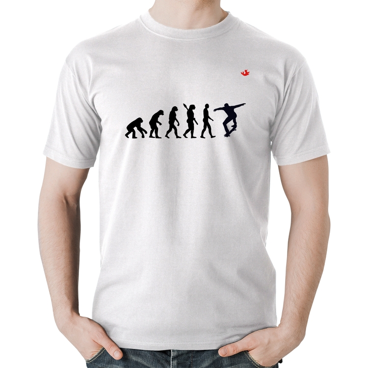 Camiseta Algodão Evolução do Skatista - Branca