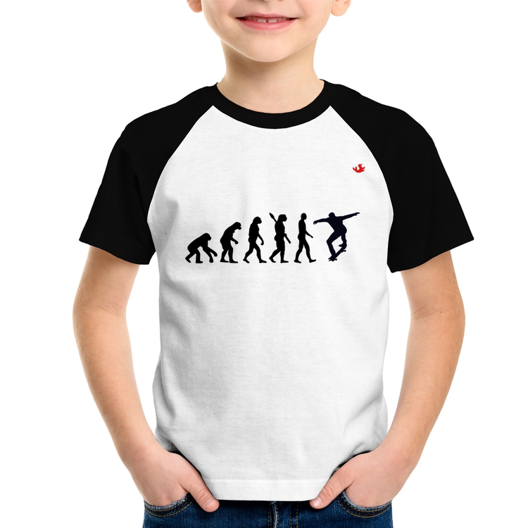 Camiseta Raglan Infantil Evolução do Skatista