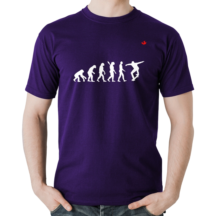 Camiseta Algodão Evolução do Skatista - Roxa