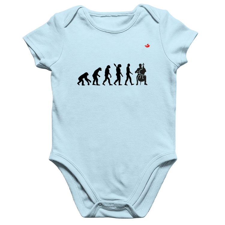 Body Bebê Algodão Evolução do Violoncelista - Azul Bebê
