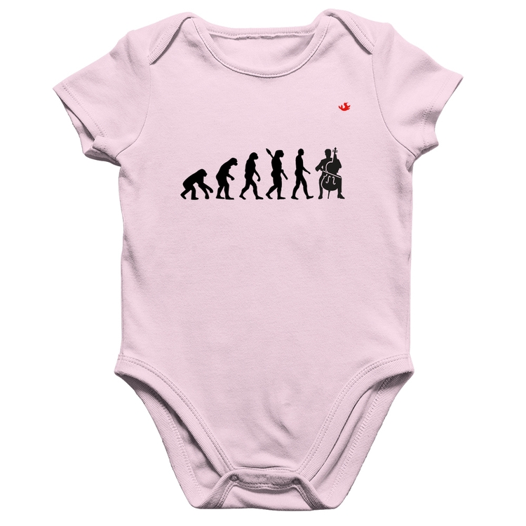 Body Bebê Algodão Evolução do Violoncelista - Rosa Bebê