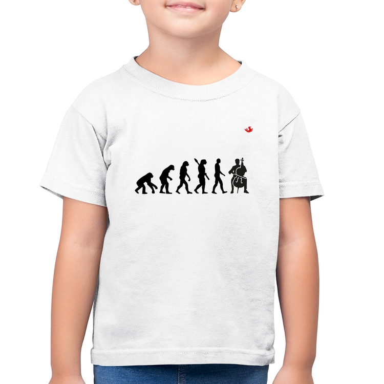 Camiseta Algodão Infantil Evolução do Violoncelista - Branca