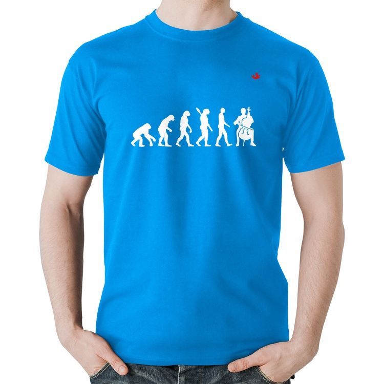 Camiseta Algodão Evolução do Violoncelista - Azul