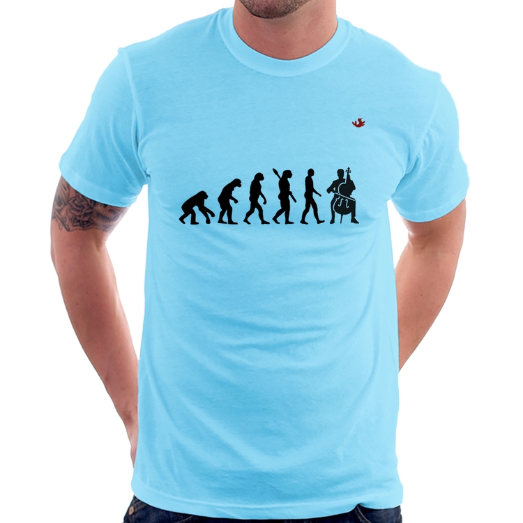 Camiseta Evolução do Violoncelista - Azul Bebê