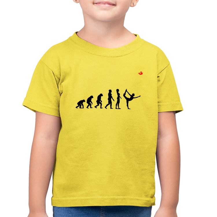 Camiseta Algodão Infantil Yoga Evolução da Yogini - Amarelo Canário
