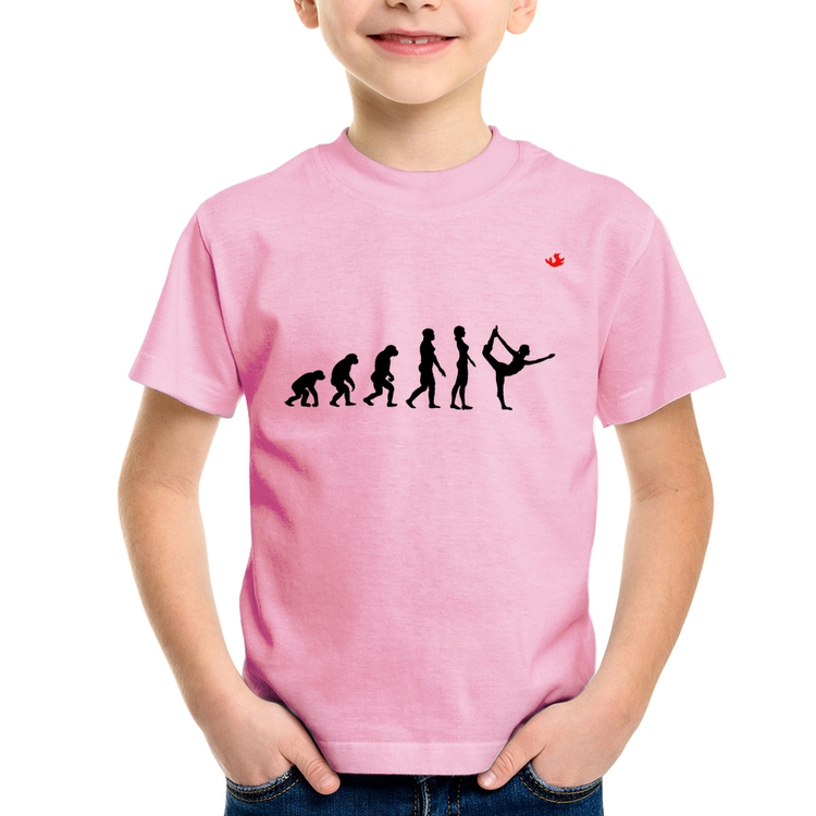 Camiseta Infantil Yoga Evolução da Yogini - Rosa Bebê