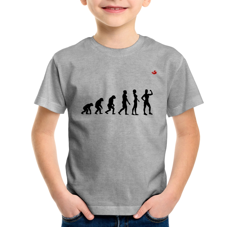 Camiseta Infantil Evolução Fitness - Cinza