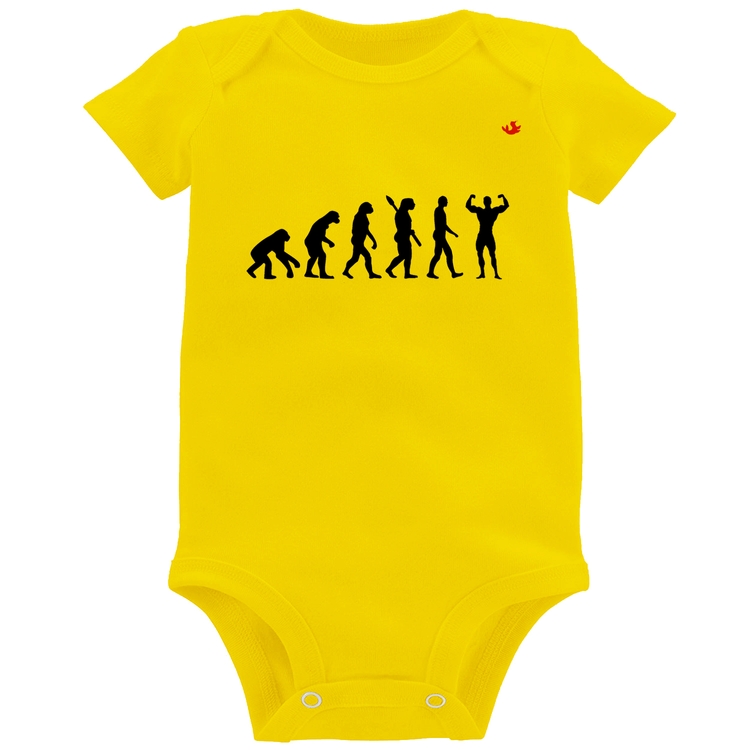 Body Bebê Evolução na Musculação - Amarelo