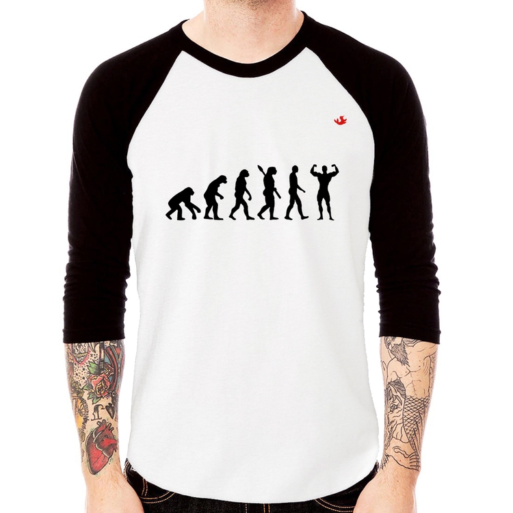 Camiseta Raglan Evolução na Musculação Manga 3/4