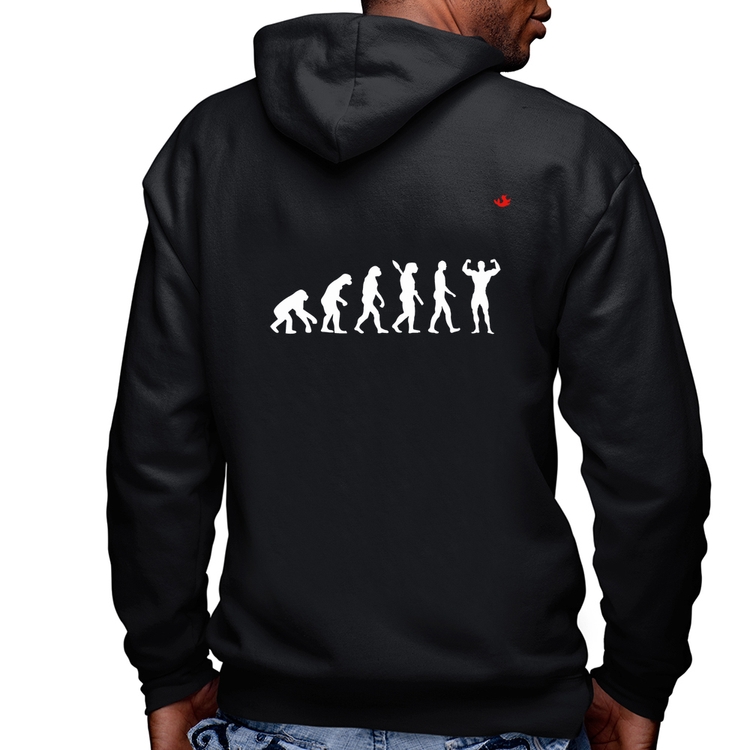 Blusa Moletom Evolução na Musculação Masculina com Capuz e Zíper