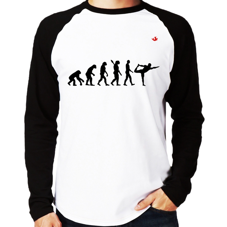 Camiseta Raglan Yoga Evolução do Yogi Manga Longa