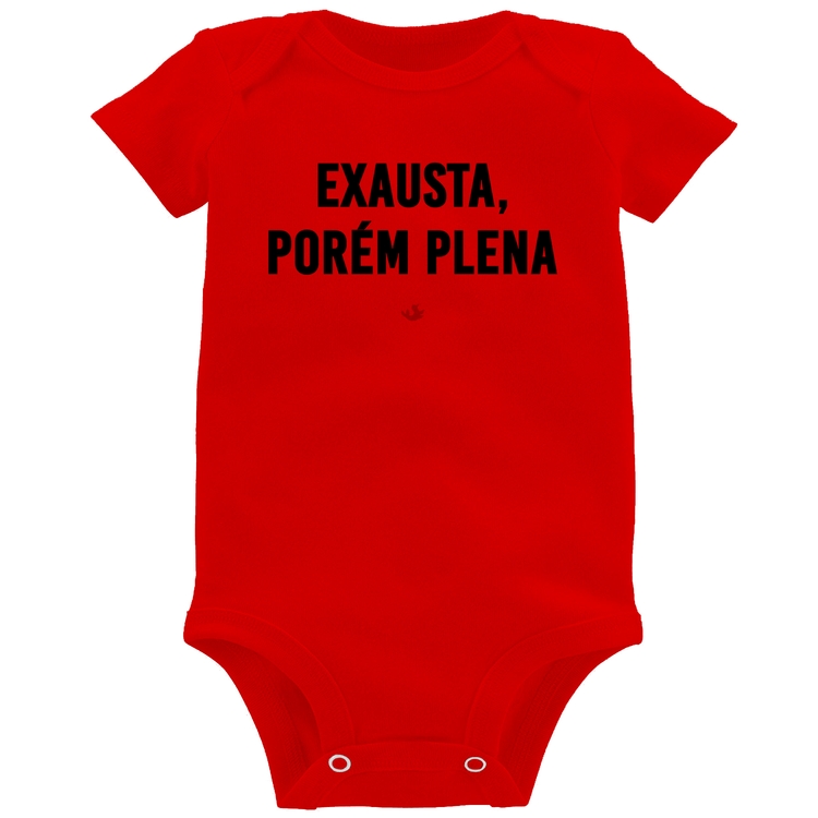 Body Bebê Exausta, porém plena - Vermelho