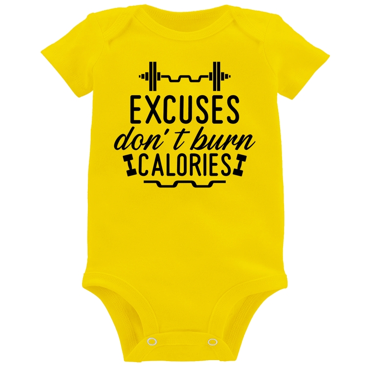 Body Bebê Excuses Don't Burn Calories - Amarelo