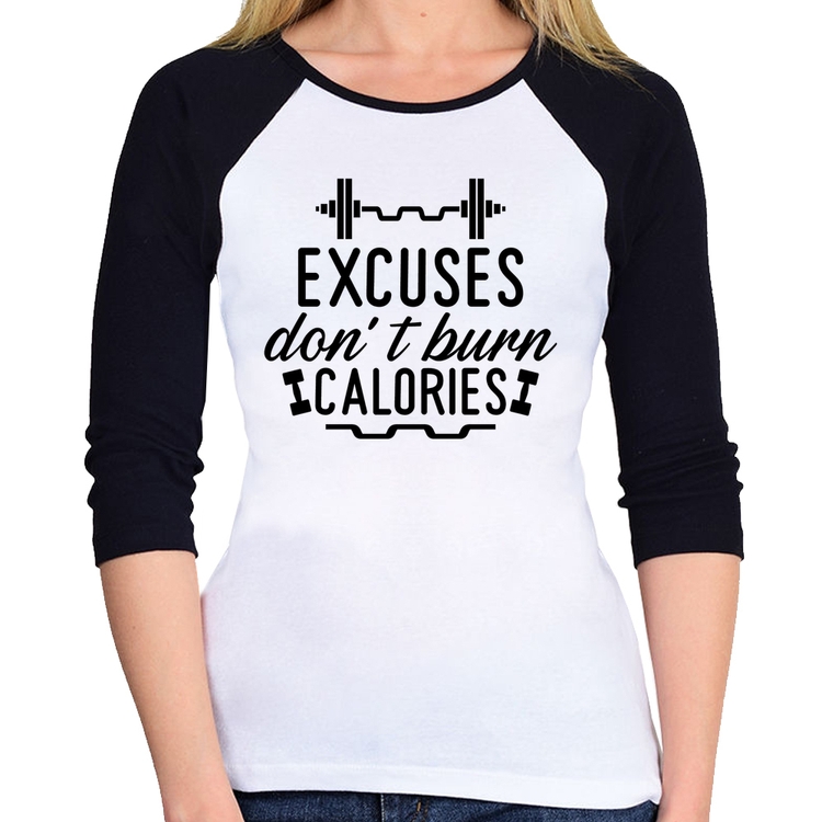 Baby Look Raglan Excuses Do'nt Burn Calories Manga 3/4