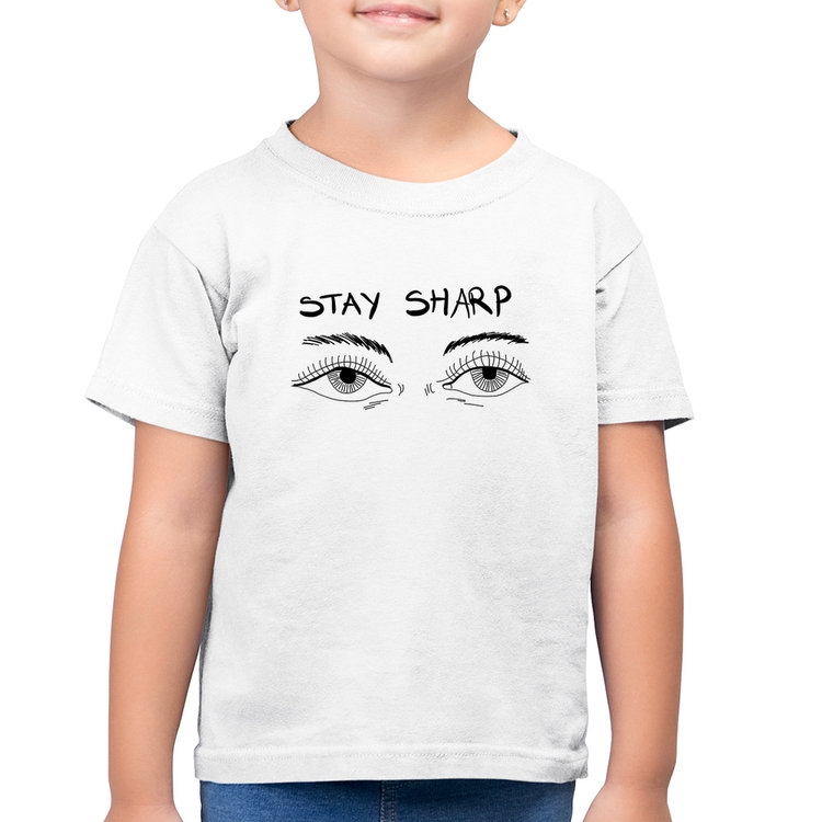 Camiseta Algodão Infantil Eyes Stay Sharp - Branca