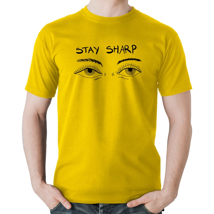 Camiseta Algodão Eyes Stay Sharp - Amarela