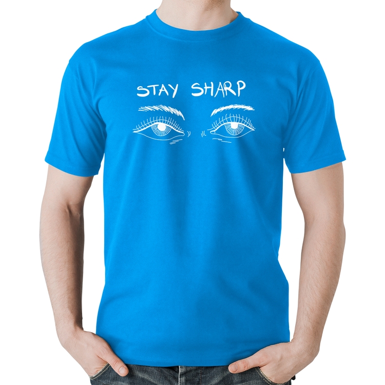 Camiseta Algodão Eyes Stay Sharp - Azul