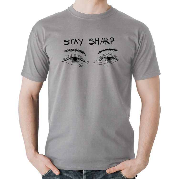 Camiseta Algodão Eyes Stay Sharp - Cinza