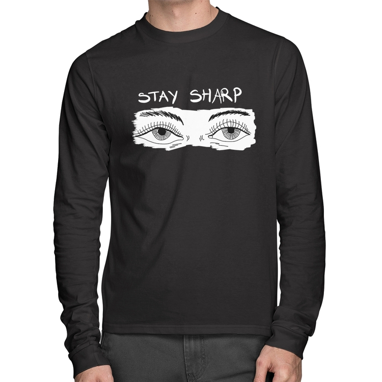 Camiseta Algodão Eyes Stay Sharp Manga Longa