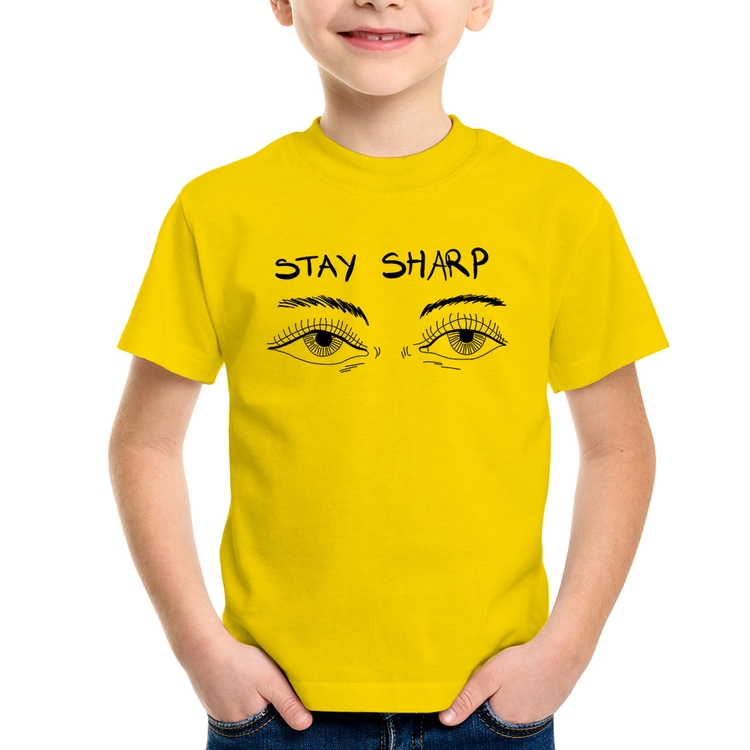 Camiseta Infantil Eyes Stay Sharp - Amarela