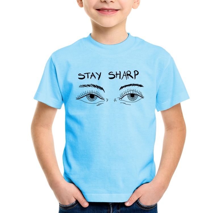 Camiseta Infantil Eyes Stay Sharp - Azul Bebê