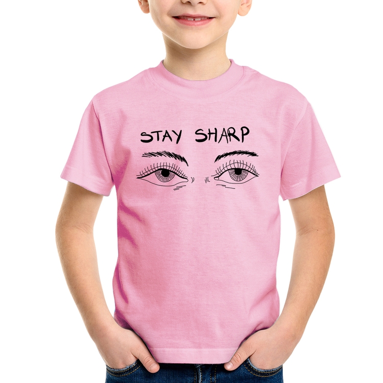 Camiseta Infantil Eyes Stay Sharp - Rosa Bebê