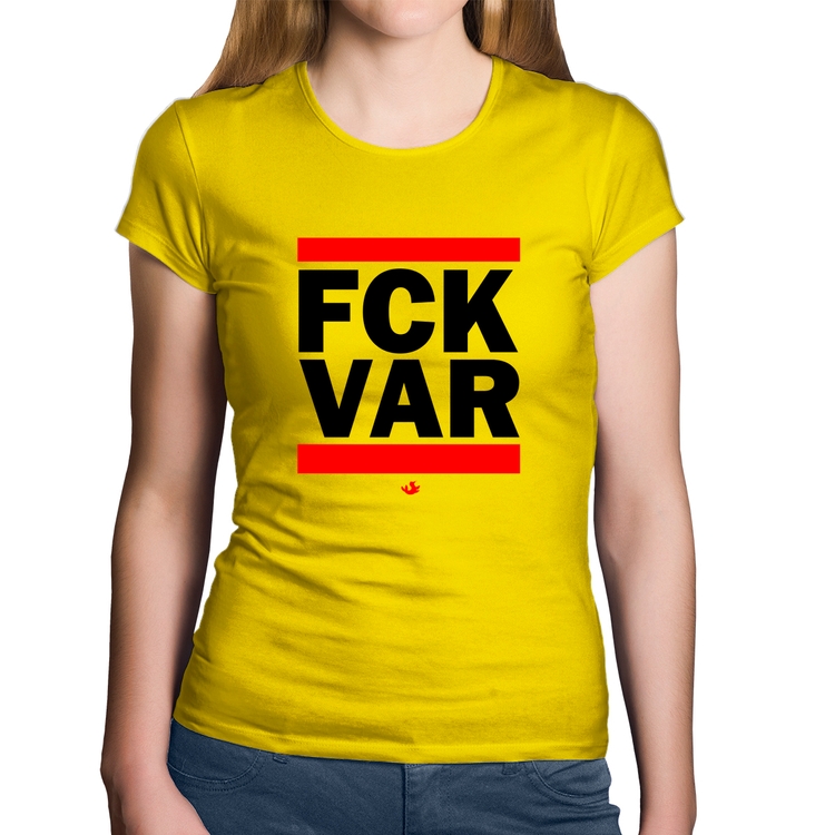 Baby Look Algodão F*CK VAR - Amarela