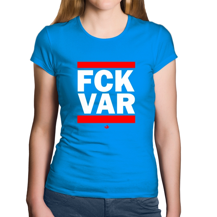 Baby Look Algodão F*CK VAR - Azul