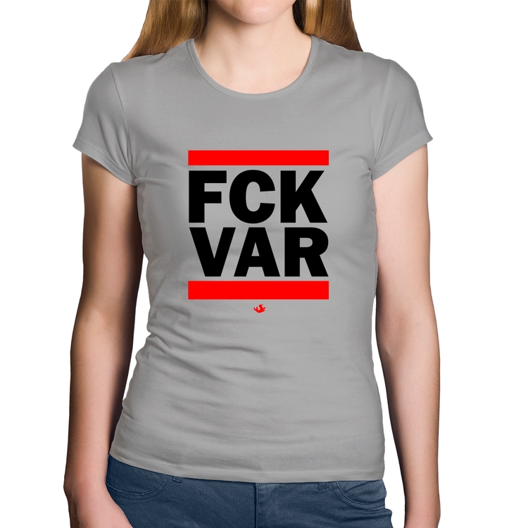 Baby Look Algodão F*CK VAR - Cinza