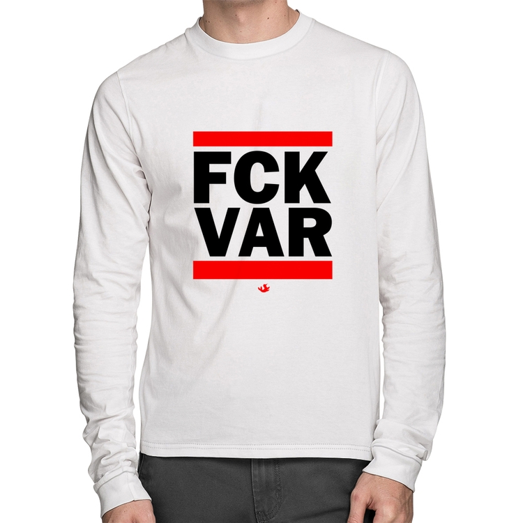 Camiseta Algodão F*CK VAR Manga Longa - Branca