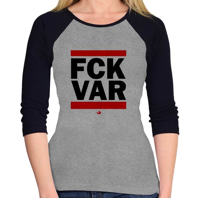Baby Look Raglan F*CK VAR Manga 3/4 - Cinza/Preto
