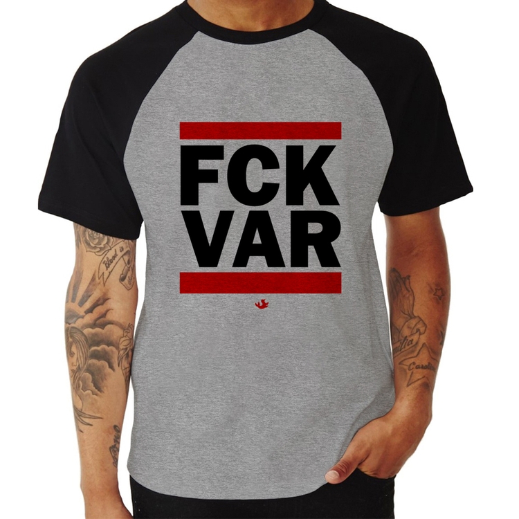 Camiseta Raglan F*CK VAR - Cinza/Preto