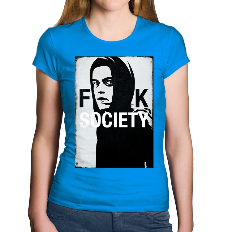 Baby Look Algodão F**k Society Eliot - Azul