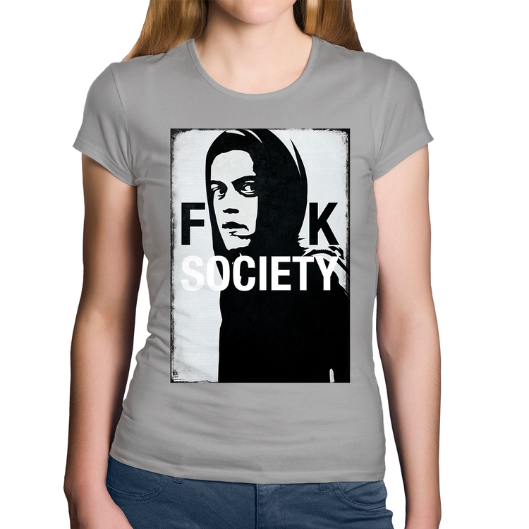 Baby Look Algodão F**k Society Eliot - Cinza