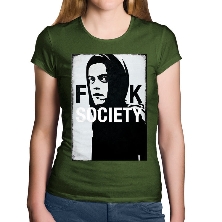 Baby Look Algodão F**k Society Eliot - Musgo