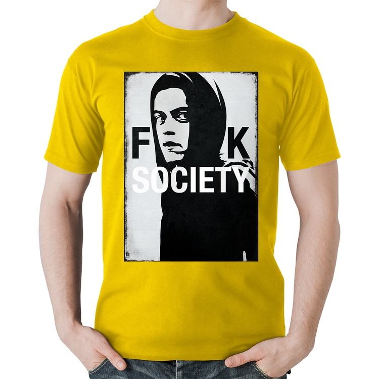 Camiseta Algodão F**k Society Eliot - Amarela