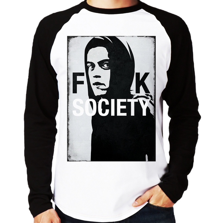 Camiseta Raglan F**k Society Eliot Manga Longa