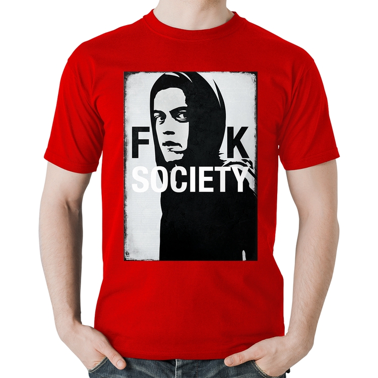 Camiseta Algodão F**k Society Eliot - Vermelha