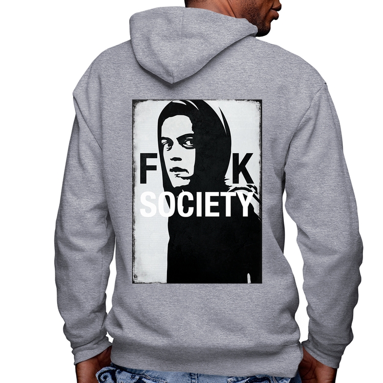 Blusa Moletom F**k Society Eliot Masculina com Capuz e Zíper - Mescla