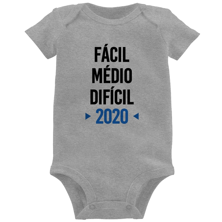 Body Bebê Fácil, Médio, Difícil, 2020 - Cinza