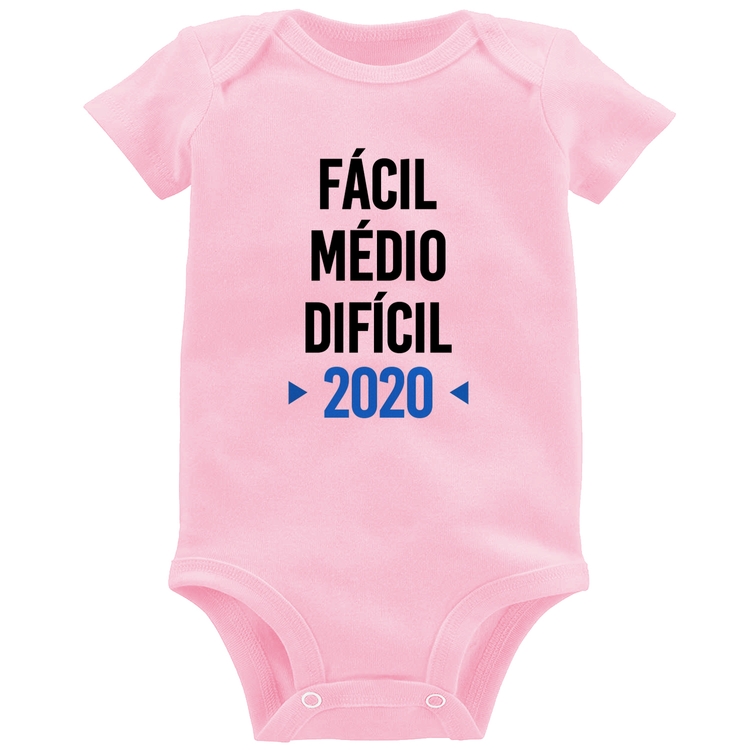 Body Bebê Fácil, Médio, Difícil, 2020 - Rosa Bebê