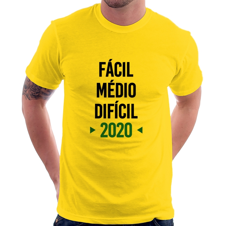 Camiseta Fácil, Médio, Difícil, 2020 - Amarela