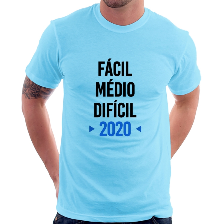 Camiseta Fácil, Médio, Difícil, 2020 - Azul Bebê
