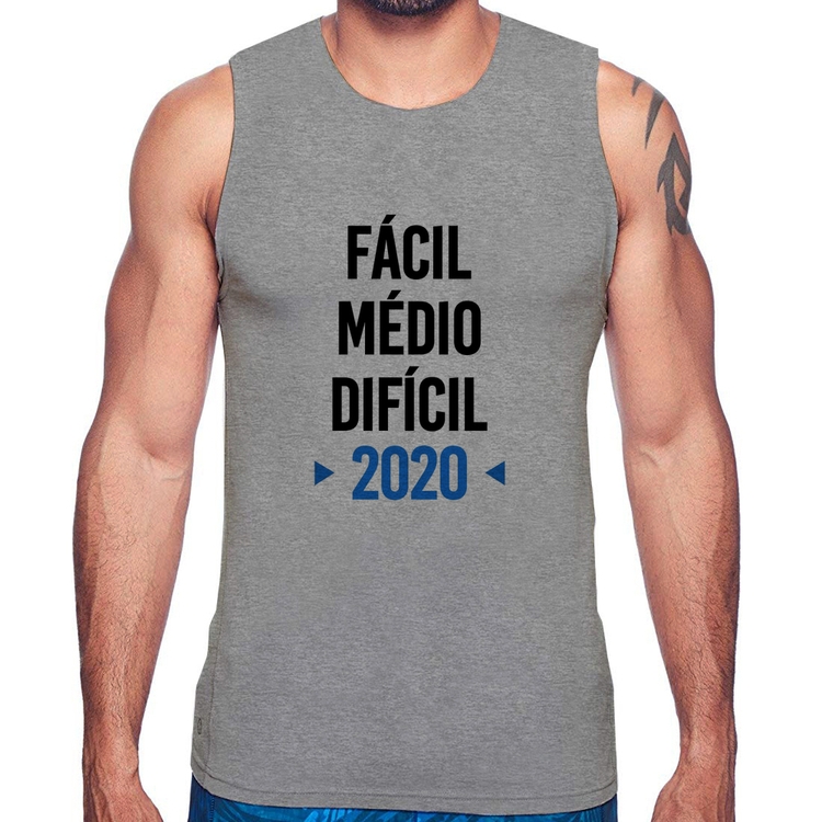 Regata Fácil, Médio, Difícil, 2020 - Cinza