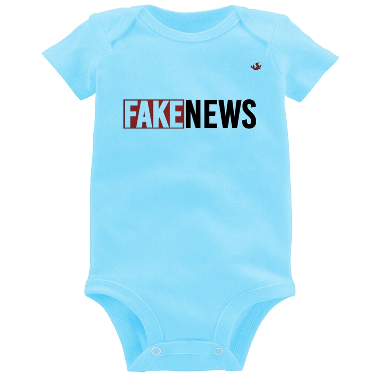 Body Bebê Fake News - Azul Bebê