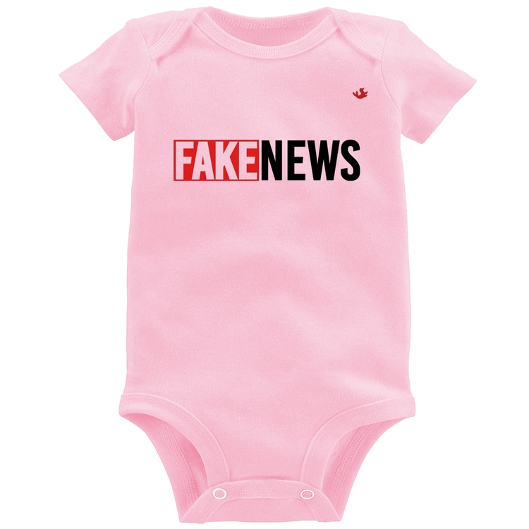 Body Bebê Fake News - Rosa Bebê