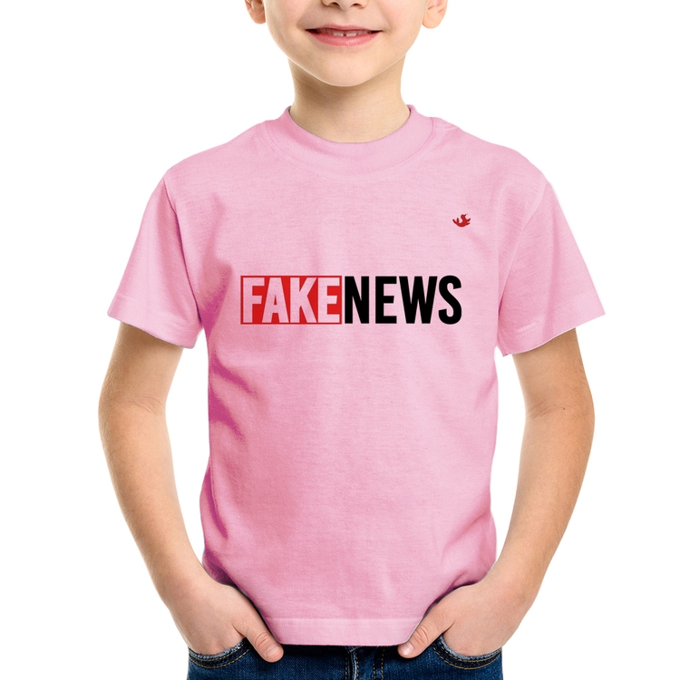 Camiseta Infantil Fake News - Rosa Bebê