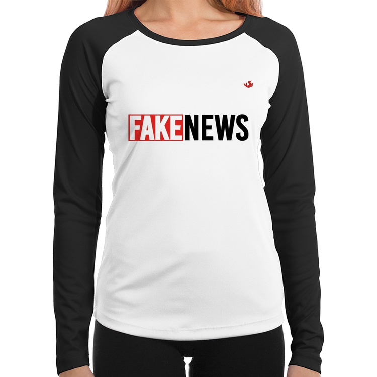 Baby Look Raglan Fake News Manga Longa