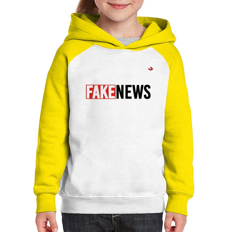 Moletom Infantil Fake News - Branco/Amarelo