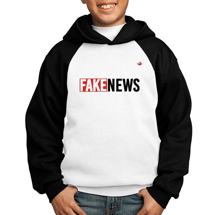 Moletom Infantil Fake News - Branco/Preto